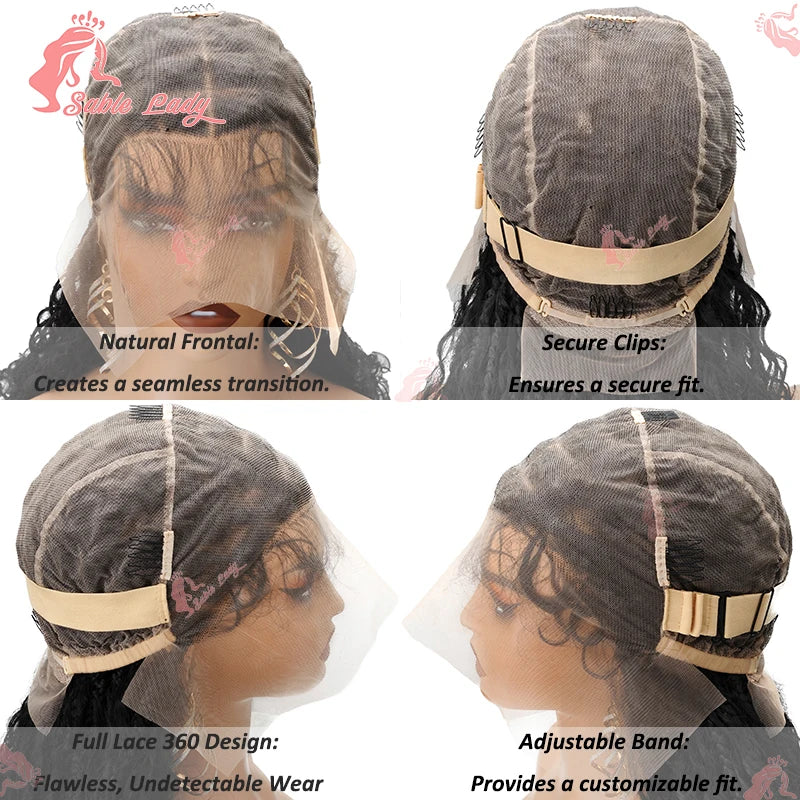 Synthetic Bohemian Goddess Braided Wigs, 32" Full Lace Wig Braid African Knotless Box Braids - Britica's Beauty On The Go