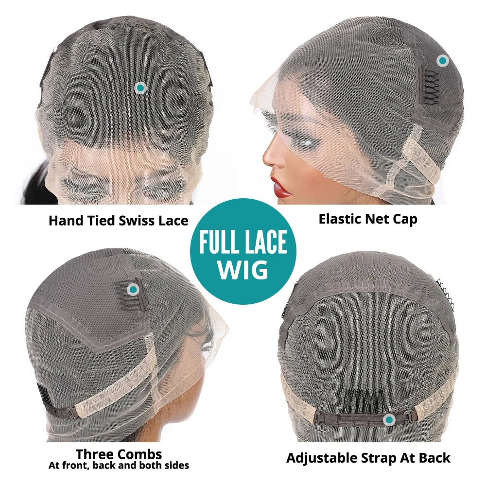 Full Lace 250 Density Human Hair Wigs Glueless HD Full Lace Pre-plucked Unit - Britica's Beauty On The Go