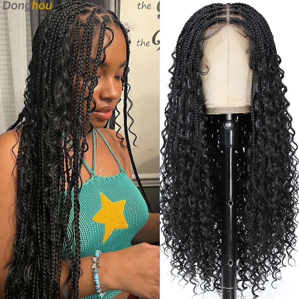 Ombre Boho Knotless Braided Wigs for Black Women 1B T30 Colors Bohemian Box Braids Wigs Perruques Tresses Africaines Naturelles - Britica's Beauty On The Go