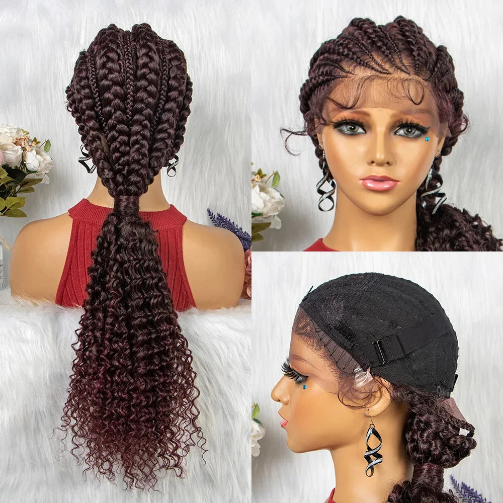 Synthetic Lace Front Cornrow Braids Wigs 28 Inch Double Dutch Braids Handmade Twist Braided Wigs with Baby Hair - Britica's Beauty On The Go
