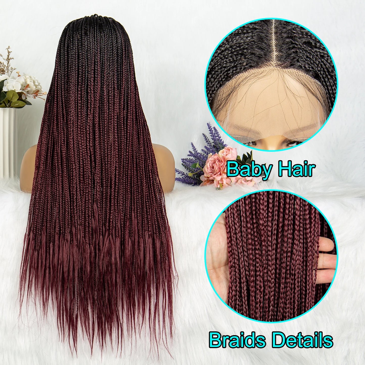 Synthetic Lace Wigs, Cornrow Braids Wig 13x4x1 T Part Lace Braided Wig