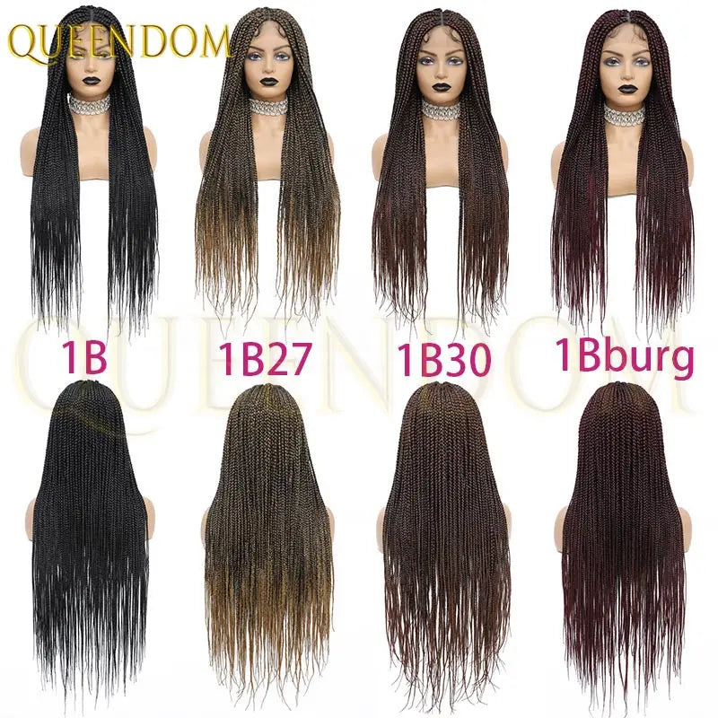 Synthetic Knotless Box Full Lace Cornrow Braiding Wigs African Braided Hair, Lace Frontal Crochet Braids Wig - Britica's Beauty On The Go