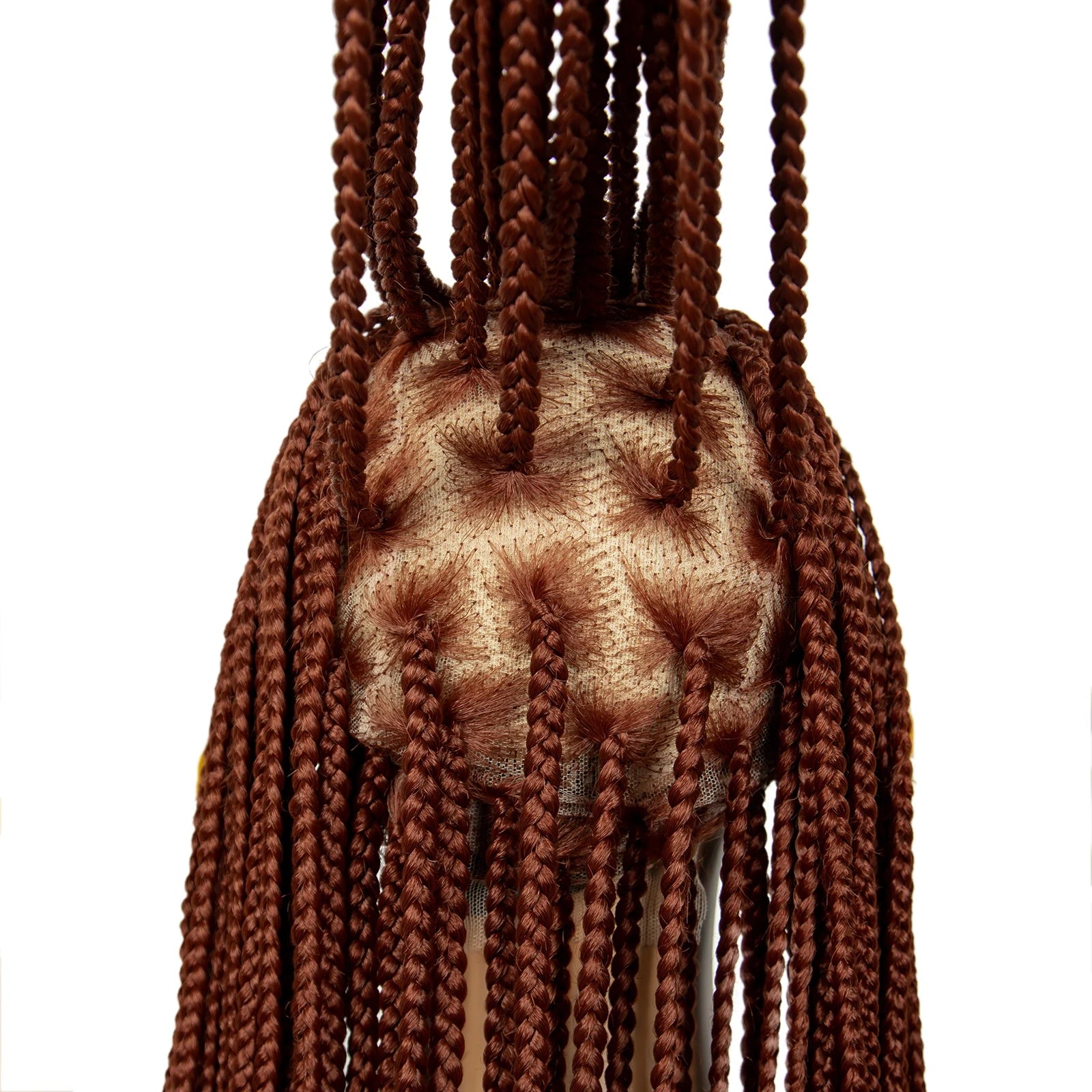 Colored  Box Braided Hair Ginger 350# Synthetic Transparent HD Knotless Box Full Lace  Cornrow Braided Wigs - Britica's Beauty On The Go