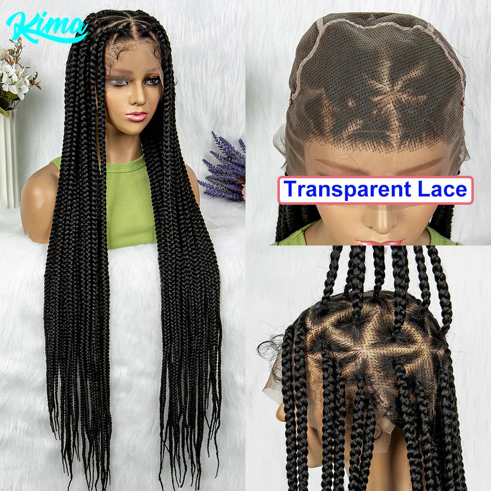 Transparent HD Full Lace Braided Wigs, Knotless Box Braids