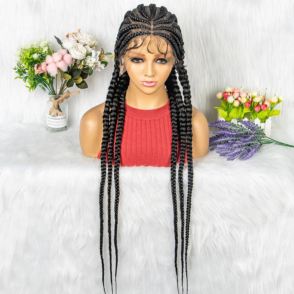 Synthetic Lace Front Wig Braided Wigs With Baby Hair Synthetic Full Lace Wigs
