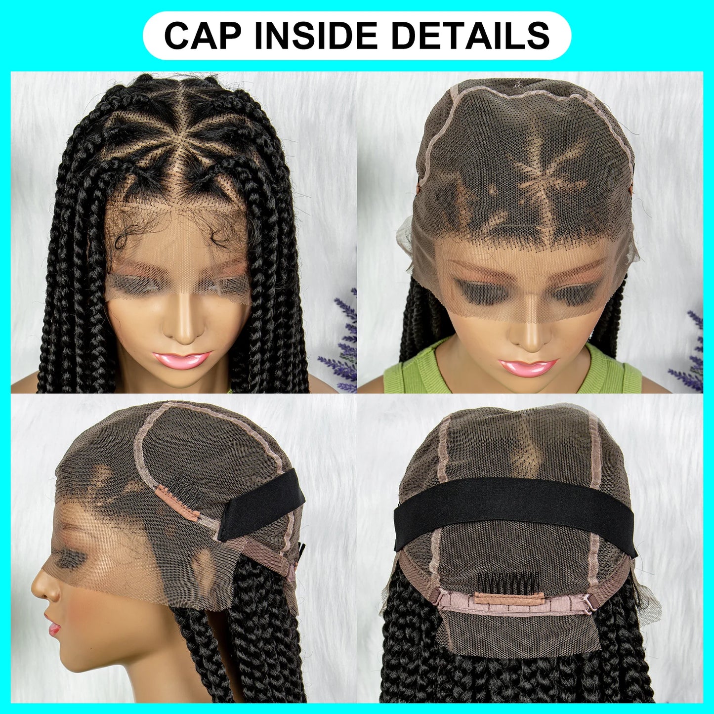 Transparent HD Full Lace Braided Wigs, Knotless Box Braids