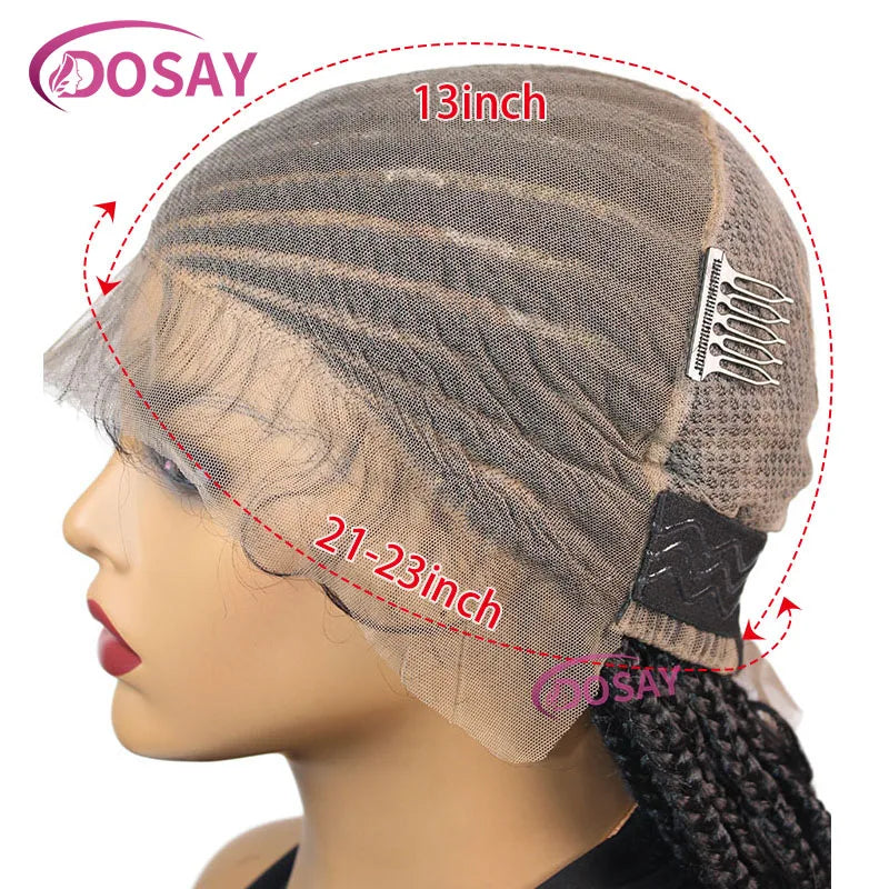 36" Synthetic Full Lace Cornrow Braided Wigs with Baby Hair Box Braids Wigs With Curly Hair Lace Wigs for Women Daily Use - Britica's Beauty On The Go