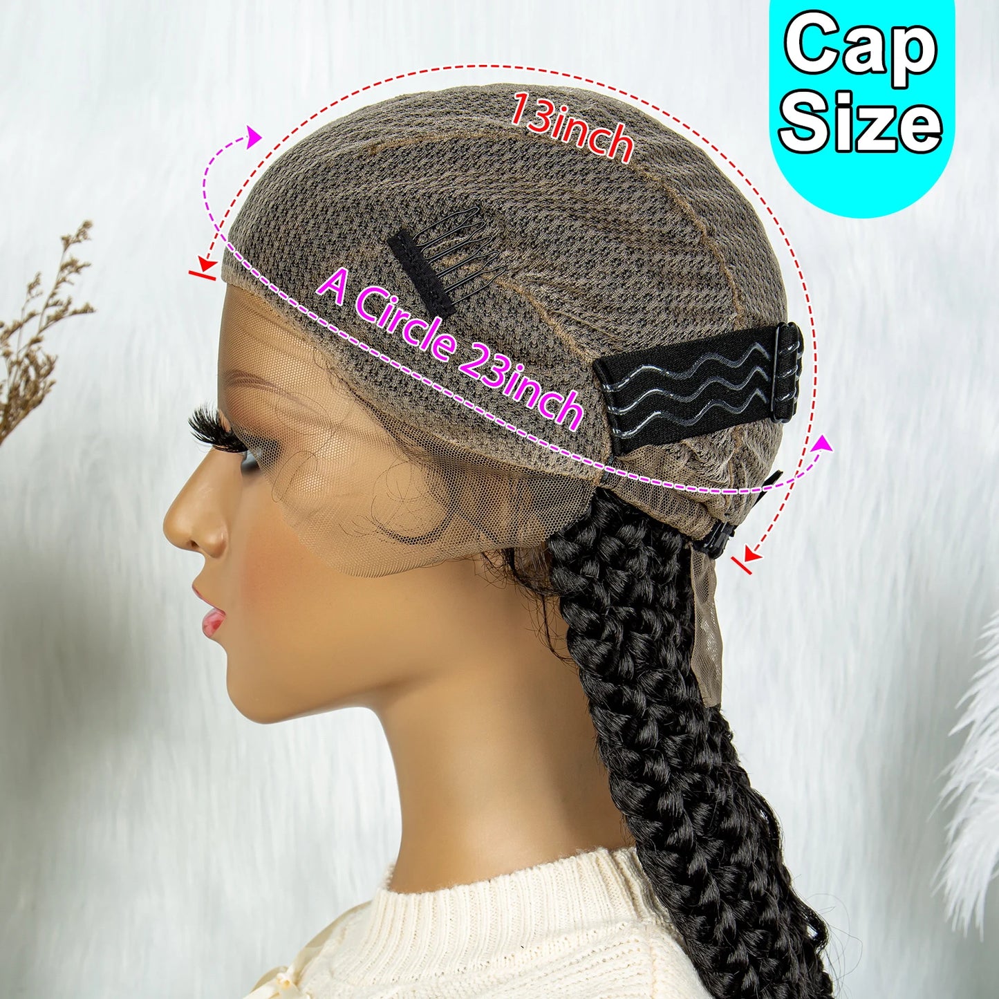 Full Lace Braided Wigs Synthetic Lace Front With Baby Hair ,Water Wavy Ends