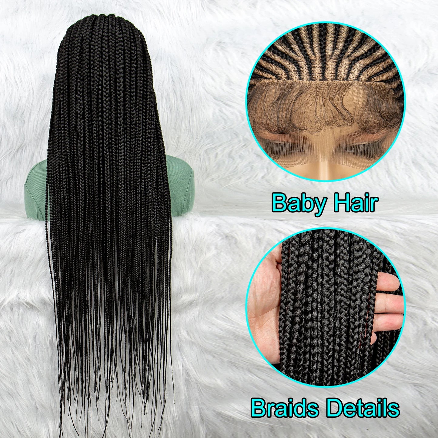 Synthetic Lace Front Wigs,13x6 Transparent Lace Front Braid Wig With Baby Hair