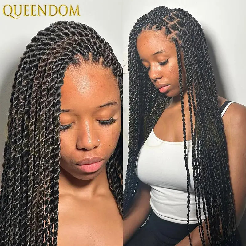 Faux Locs 36" Full Lace Frontal Wig Synthetic Senegalese Twist Braid Wig Knotless Box Braided Wig - Britica's Beauty On The Go