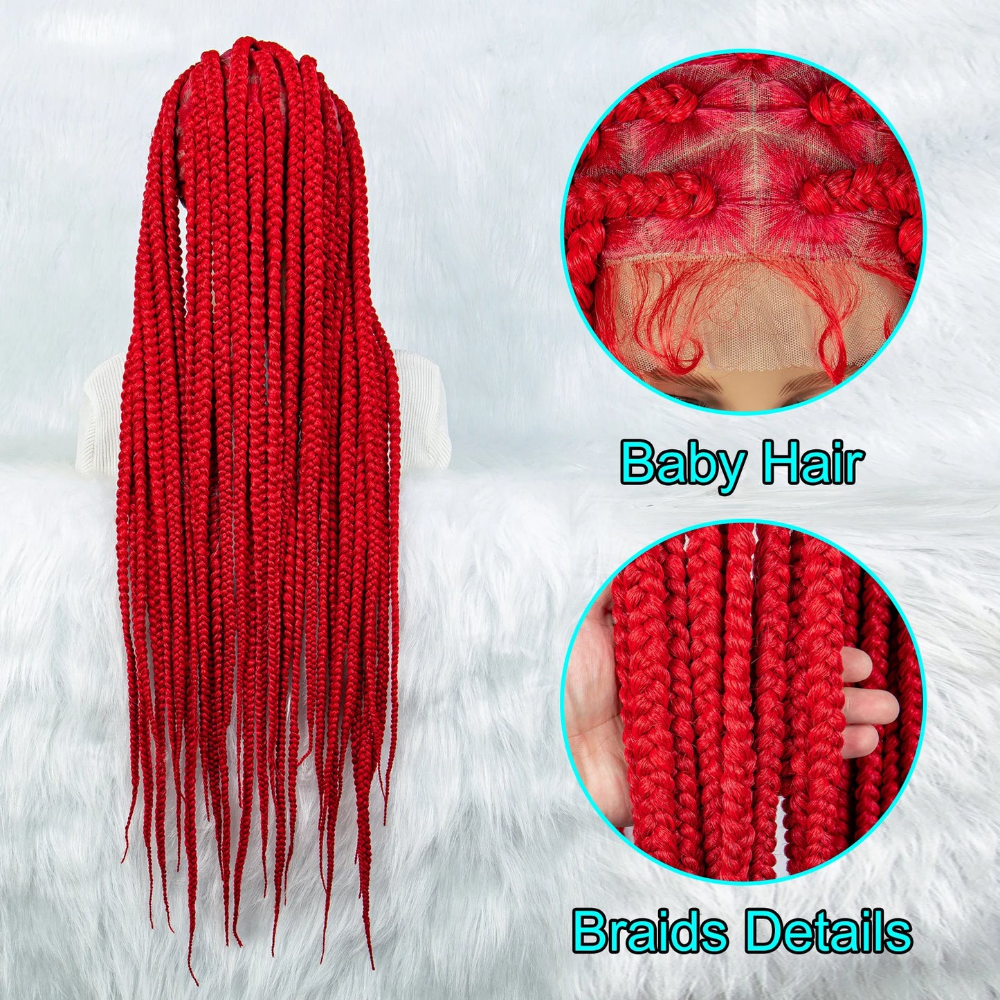 Lace Front Wig Big Knotless Box, Full Lace Cornrow Braided Wigs