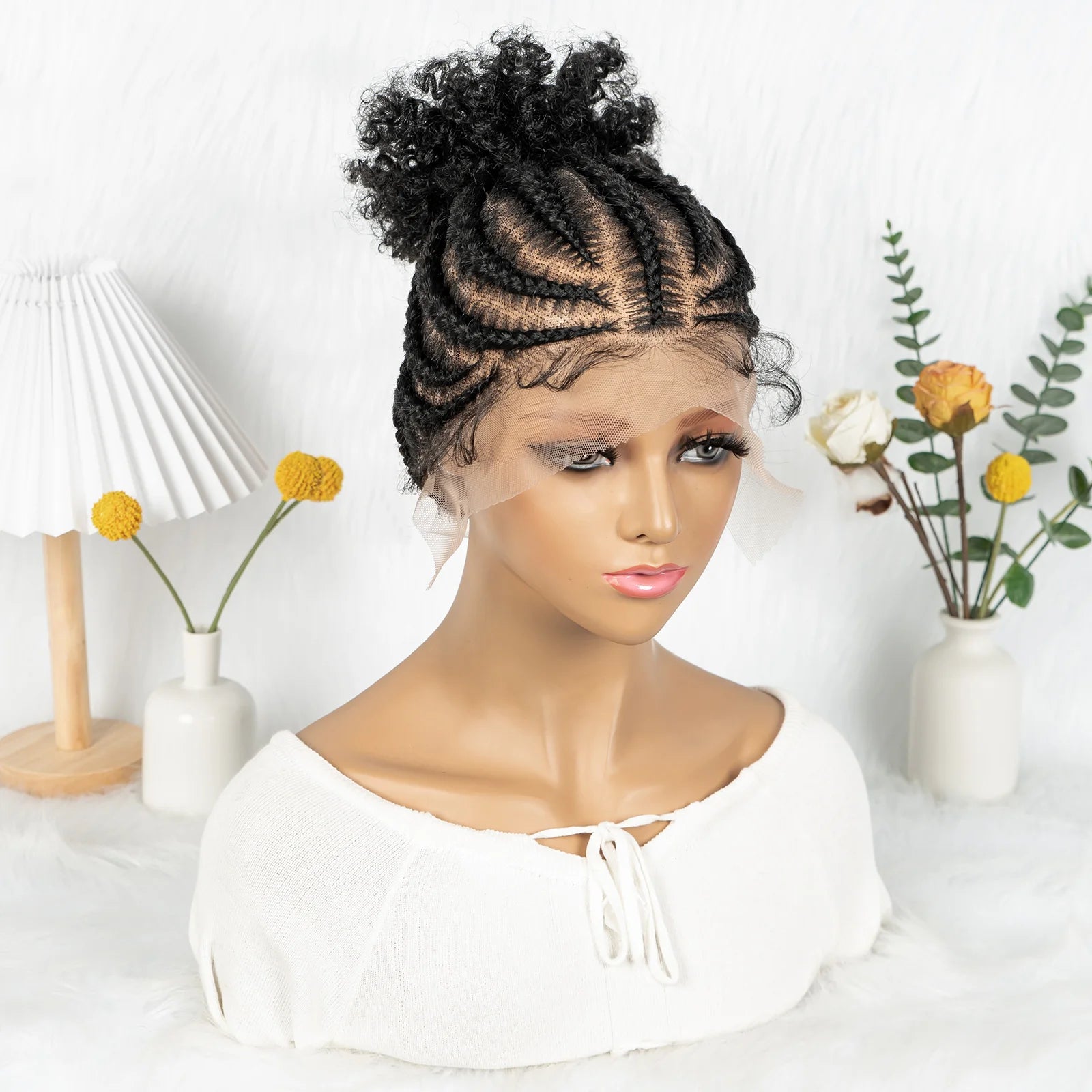 New Style Ponytail Cornrow Braided Wigs Synthetic Full Lace Goddess Box Braids Wig Kinky Braided Unit - Britica's Beauty On The Go